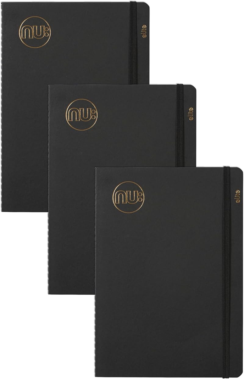 nu: Kraft Collection Black Stitched Spine A5 Notebook Multipack of 3