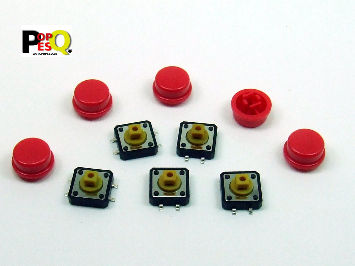 5x Taster 6mm Rundkopf - Momentary Switch SMD 0.05A/12V