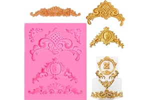 XCAKE LCOOK Baroque Scroll Silicone Mold, Chocolate Border Lace Mold, Curlicues Scroll Lace Fondant Molds for Cake Decoration Cupcake Topper Candy Sugar Craft Polymer Clay Jewelry