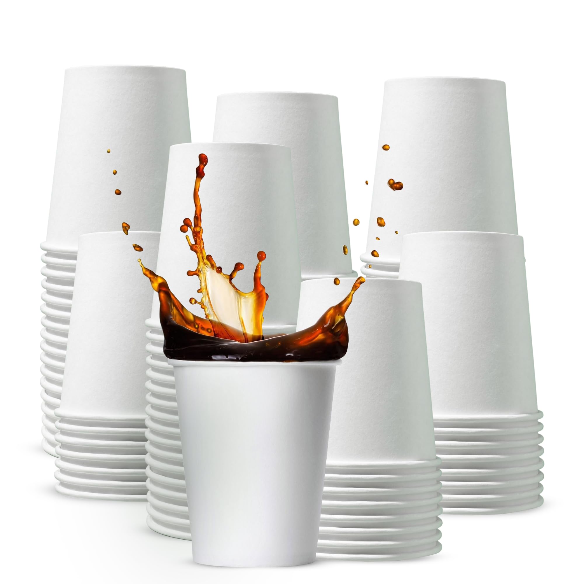 Chef Royal 25 x 16oz Paper Cups for Hot & Cold Drink Disposable Coffee Cups Eco Friendly Compostable Cups Perfect to Use for Your Home, Office, Cafe, Work Outdoors White Cups