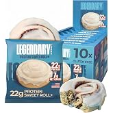 Legendary Foods Cinnamon Protein Sweet Rolls, 22g Protein, 10 Count | Pre or Post Workout Protein Bar, Gluten Free Food, Healthy Breakfast Snack for Adults and Kids, Keto Rolls, Mid day Snack
