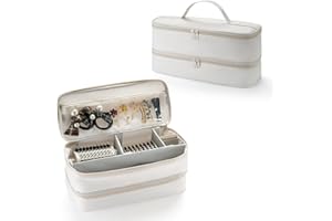 Beveetio Double-Layer Travel Case For Shark Flex Style, Drying System Carrying Case For Dyson Airwrap, Hair Dryer Case For Revlon One-Step, Hair Tools Travel Bag With Divider