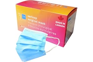 Aurelia - Level 1 Face Masks - Made in Canada Disposable Face Masks for Adults with Earloops, 3 Ply, 50 Units/Box (1 x 50 Uni
