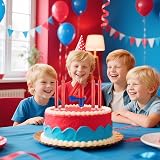mciskin Happy 4th Birthday Candles Set Blue Red Spider Web Number 4 view 3