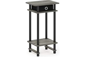 Furinno Turn-N-Tube Tall End Table, French Oak Grey/Black/Black
