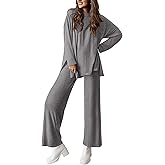 PRETTYGARDEN Women's Two Piece Lounge Sets Matching Long Sleeve Shirts Wide Leg Pants Tracksuits Travel Outfits Fall Clothes