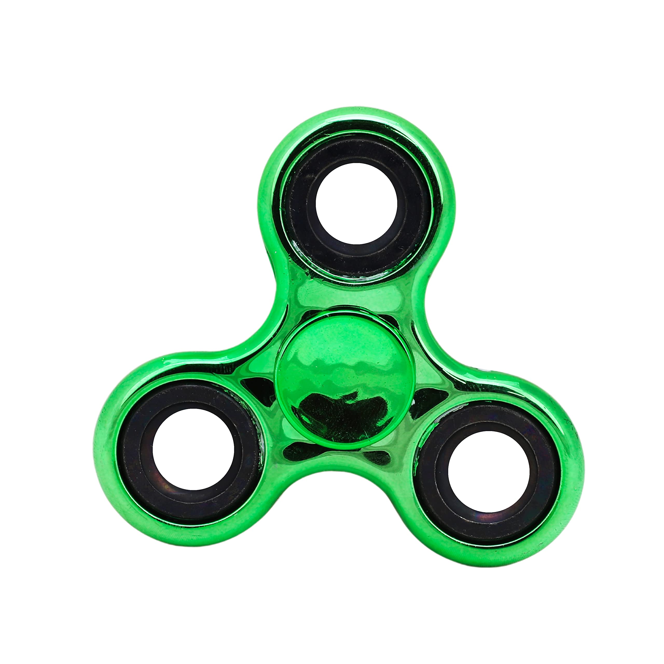 Toyland® Fidget Hand Spinner - Stress and Anxiety Relief - Assorted Colours (Metallic Green & Black Rings)