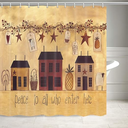 Amazon Com Autumn Shower Curtain Fall Country Barn Stars House