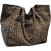 GORGLITTER Leopard Tote Bag for Women Cheetah Print Purse Brown Vintage Hobo Bag Large Work Tote Handbag