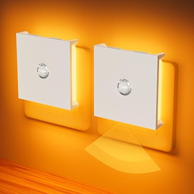 Luz Nocturna con Sensor de Movimiento, 2 Piezas Luz Nocturna Infantil Enchufe Regulable con 3 Modos, Brillo Ajustables para Habitación de Niños, Baño, Pasillo, Cocina, Escaleras