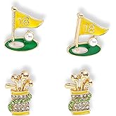 Hellodr 4 Pcs Golf Earrings Studs Sets for Women, Fashion Sports Earring Studs Stackable Golf Jewelry for Women Game Day Earrings Outfits Gifts