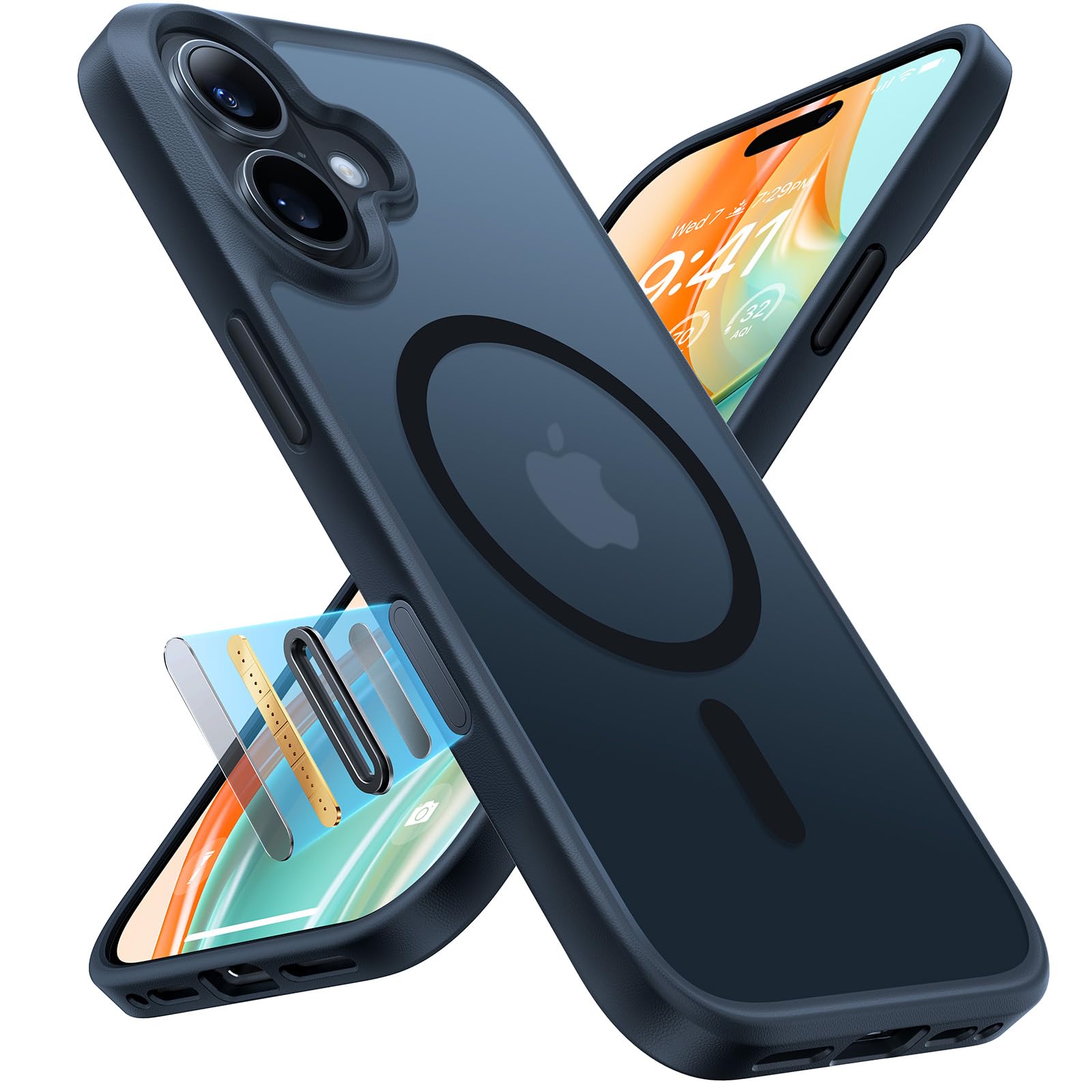 TORRAS for iPhone 16 Case with MagSafe, 12FT Military Grade Shockproof, Slim Thin but Sturdy, Velvety Touch and Anti-Slip Texture, Magnetic Protective for iPhone 16 Case Cover, Matte Black