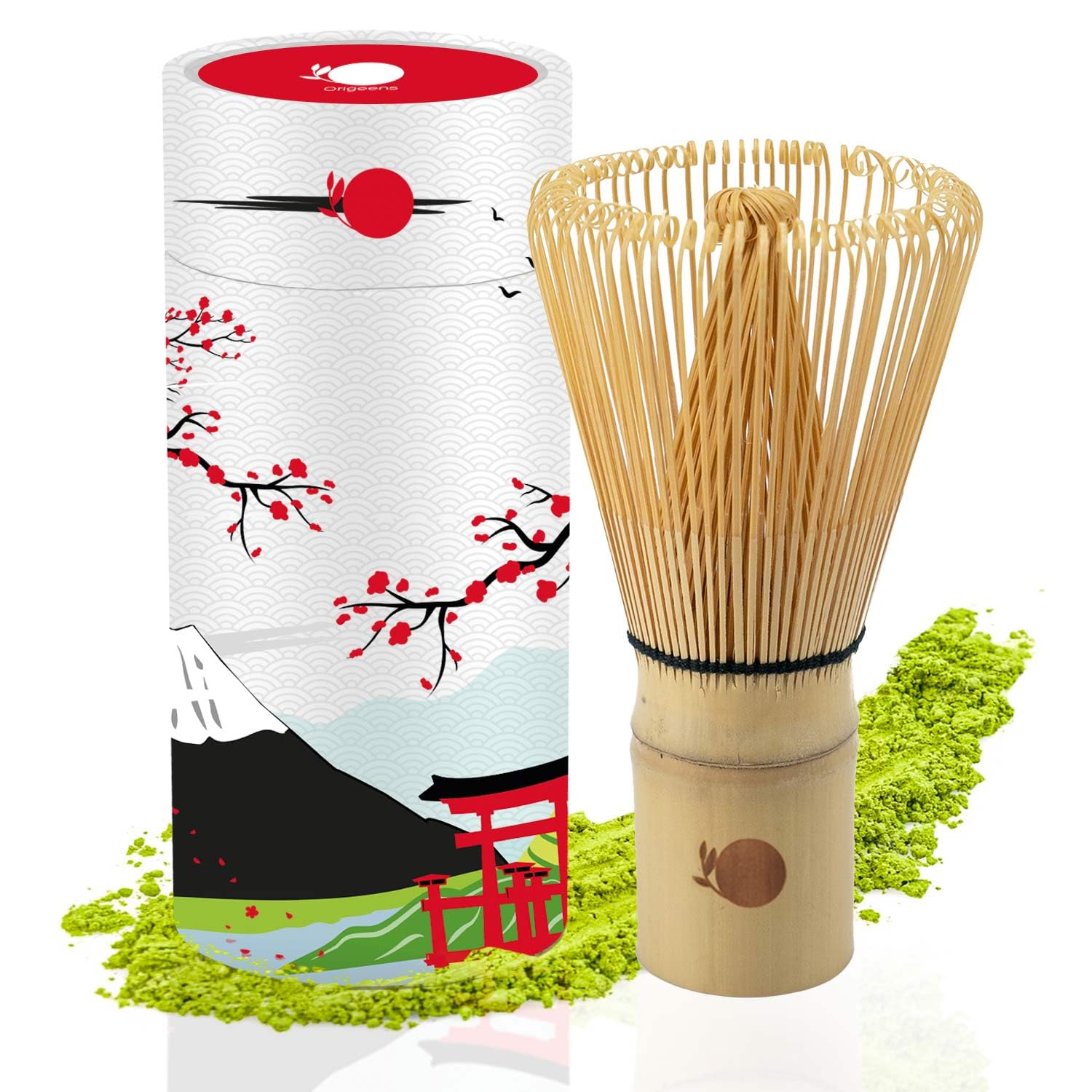ORIGEENS Bamboo Matcha Whisk with 100 PRONGS - Traditional Chasen Bamboo Whisk Set for Traditional Japanese Tea Ceremonies