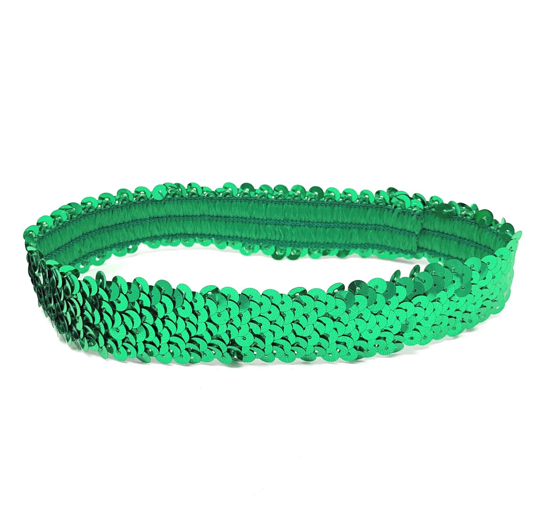 Green Womens Sequin Polyester Fancy Dress Headband 38 x 3cm — image 1