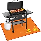 TOHONFOO Grill Mats for Outdoor Grill Accessories Compatible with Blackstone Griddle 28in&36in, Fireproof BBQ Mats for Charcoal, Gas Grills to Protect Patio and Deck, 60 x 40in, Orange