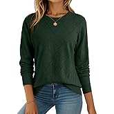 Dokotoo Sweaters for Women Long Sleeve Wool Blend Crewneck Diamond Hollow Out Lightweight Soft Fall Pullover Sweater Tops