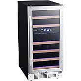 EdgeStar CWR263DZ 15 Inch Wide 23 Bottle Built-In Wine Cooler with Dual Cooling Zones