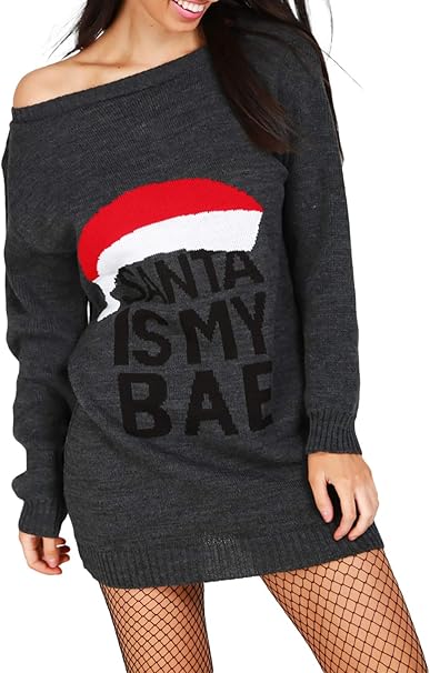 Be Jealous Christmas Womens Mummy's Pudding Knitted Dress : Amazon.co