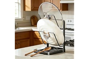 2026 New Kitchen Pot Lid Storage Rack, 304 Stainless Steel Pot Lid Holder While Cooking & Spoon Rest, Multifunctional Kitchen