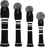 Scott Edward Knit Golf Wood Head Covers Set of 4 Black White Stripes 460CC view 2