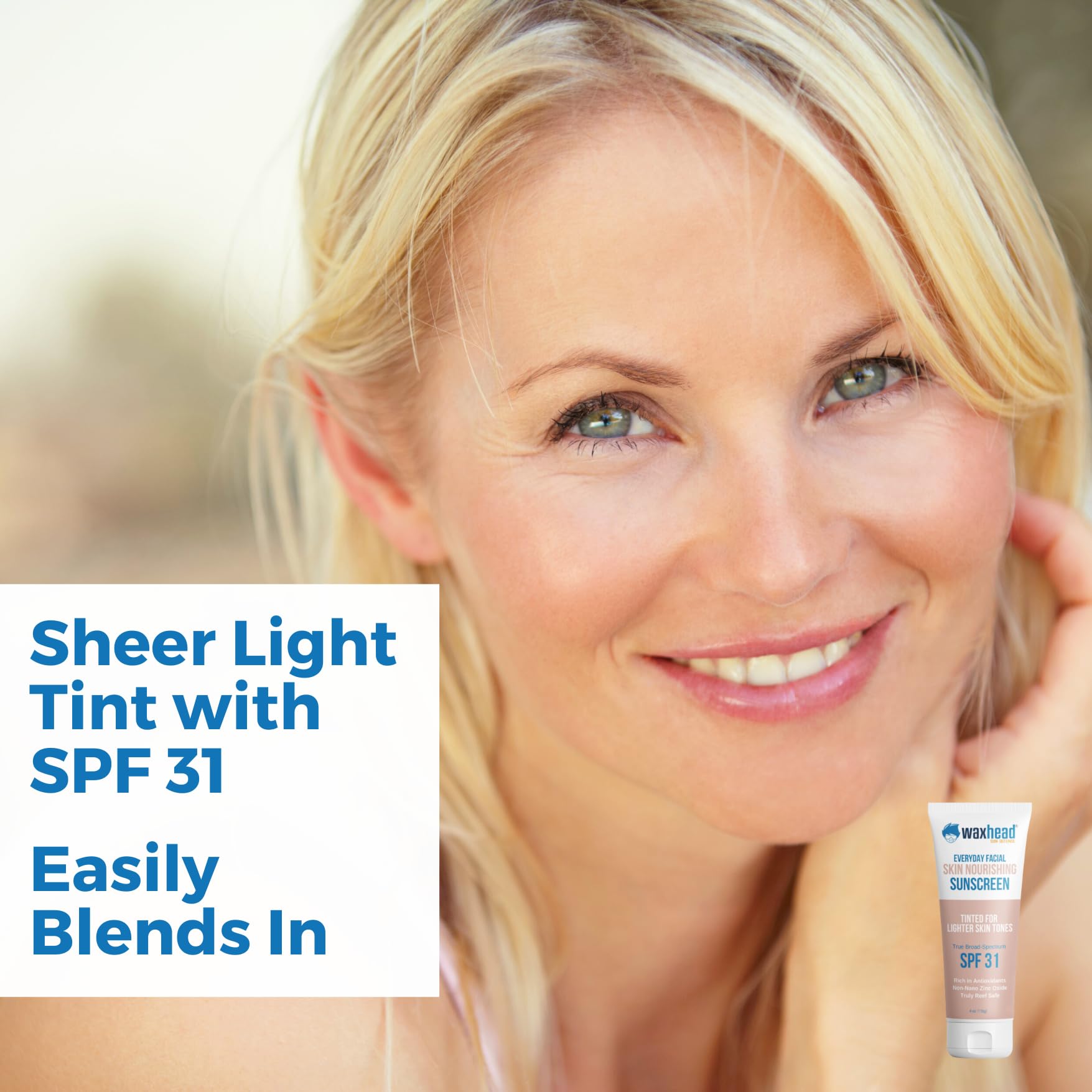 Waxhead Tinted Mineral Sunscreen for Face – Sheer Glow BB Cream Moisturizer with SPF 31, Non-Nano Zinc Oxide, Unscented, Non‑Comedogenic Mineral Facial Sunscreen, Primer under Makeup (Light Tint 4oz)