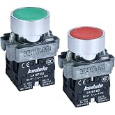 10Amp 2Pcs 22MM Momentary Push Button Switch Red Green 1NO 1NC SPDT Metal Head Waterproof IP65 (1 Red 1 Green)
