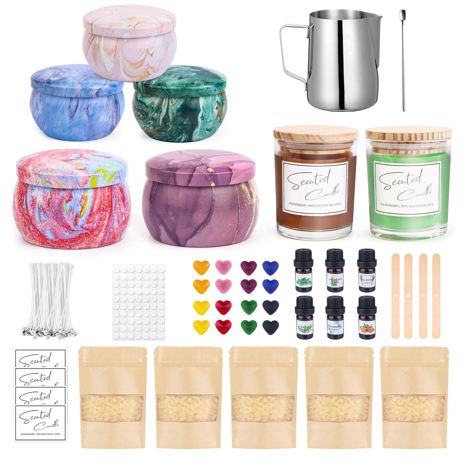 Photo 1 of **PARTIAL SET/ MISSING PIECES** Candle Making Kit for Adults,Candle Making Supplies with Beewax, Fragrance Oil, Beeswax Dye Blocks, Melting Pot etc DIY Candle Craft Tools for Women Friend Family