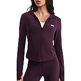 K-SWISS Women's Cropped Workout Jacket - Zip Up Slim Fit Lightweight Tops - Athletic Jackets with hood & Thumb holes