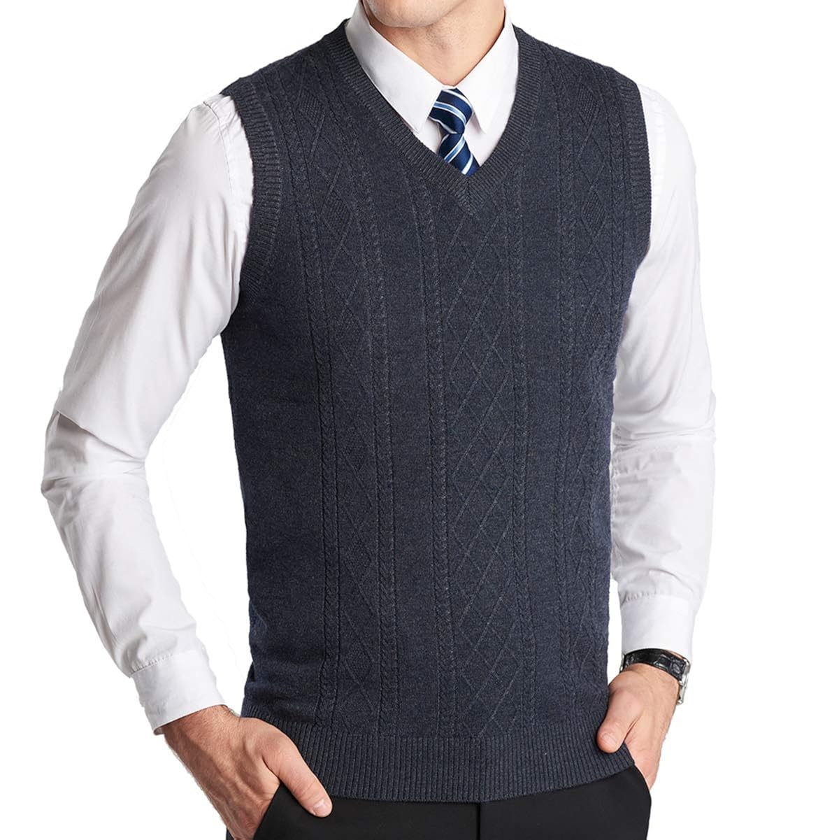 Moren Herren Strickweste Argyle Design - Ärmellose Pullunder Für Business & Freizeit