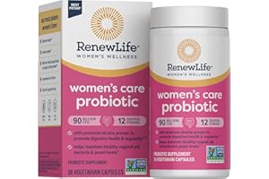 Renew Life Women's Probiotic Capsules, Supports pH Balance for Women, Vaginal, Urinary, Digestive and Immune Health, L. Rhamnosus GG, Dairy, Soy and Gluten-Free, 90 Billion CFU - 30 Ct