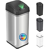 iTouchless 13 Gallon Sensor Trash Can with Lid | Pet Lock and Odor Filter | Patented Automatic 50L Stainless Steel Kitchen Garbage Bin, Touchless Motion Activated, Fingerprint-Proof Wastebasket Silver