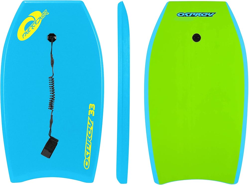 Osprey 33 Inch Bodyboard for Kids Beginners Lightweight Deck with Leash