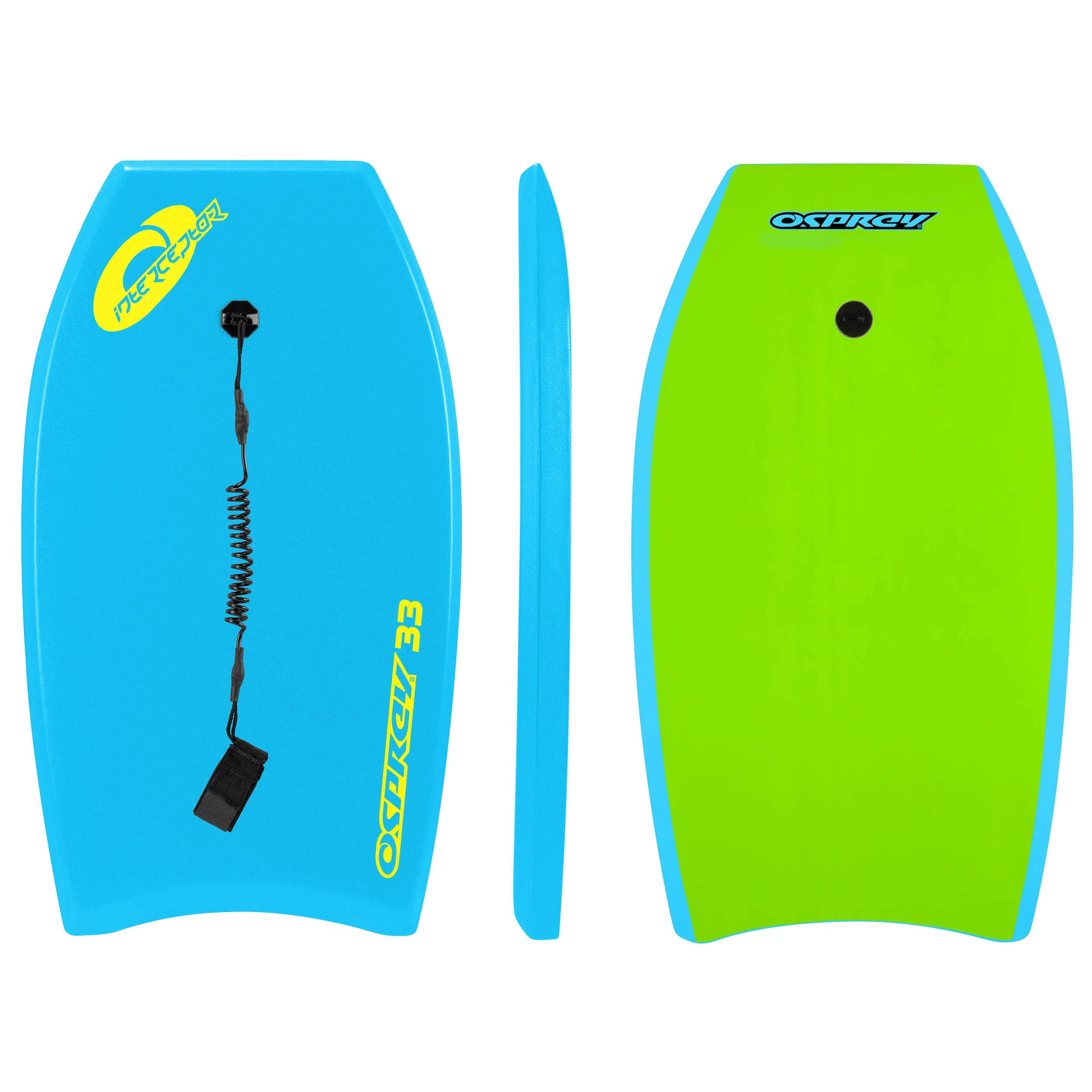Osprey 33” Bodyboard for Kids and Beginners, Lightweight Deck Boogie Board with Leash, Durable Core for Surfing & Bodysurfing