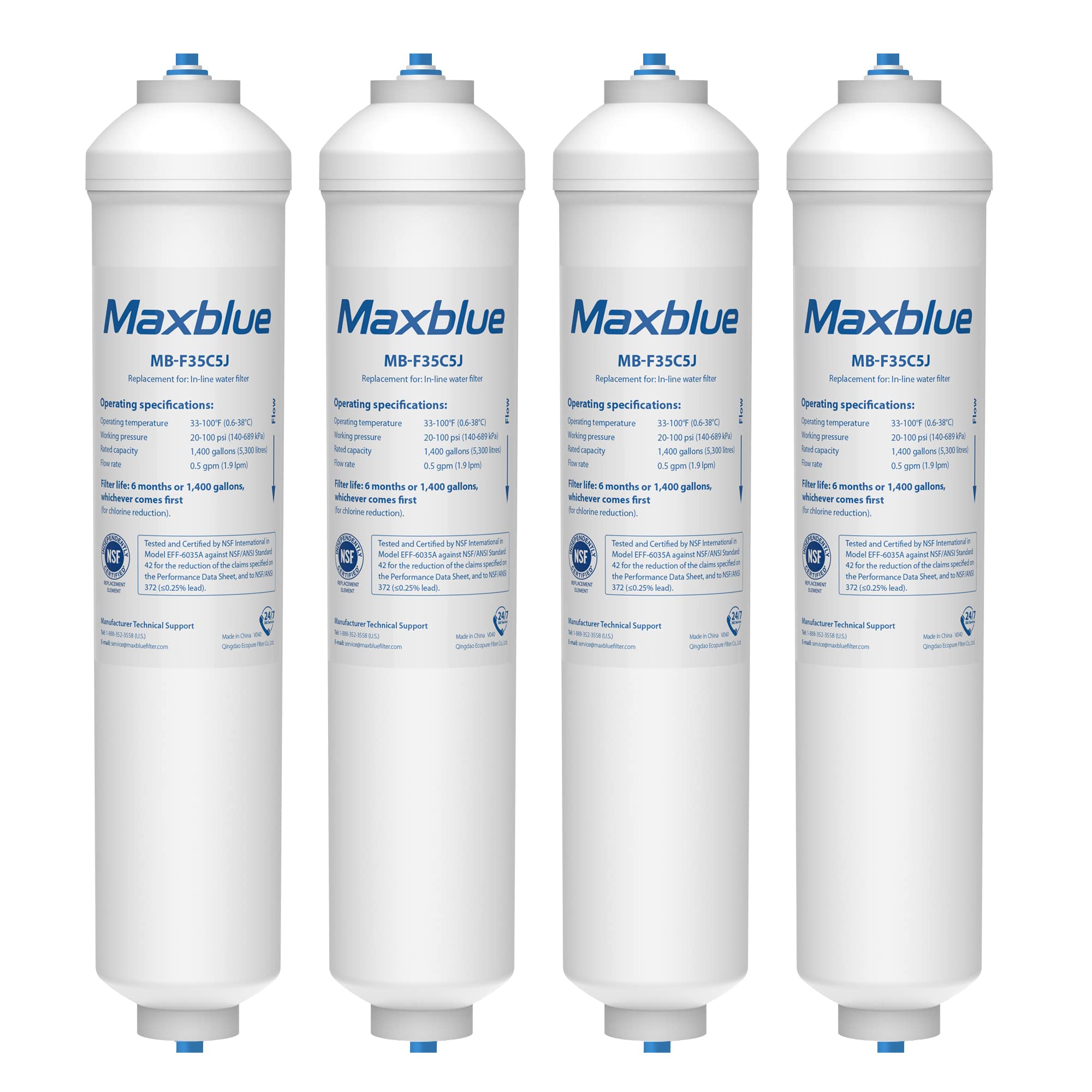 Maxblue Water Filter - DA29-10105J Replacement for Samsung External, Premium Coconut Carbon Block, NSF Certified, 6 Months Supply