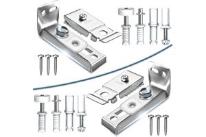 HELEMAN Closet Doors Bifold Door Hardware - 2 Pack Sliding Door Hardware Bi Folding Door Hardware Barn Pocket Repair Kits Includes Top and Bottom Brackets, Pivots with Guide Wheel for 1" to 1-3/8" Thick Doors