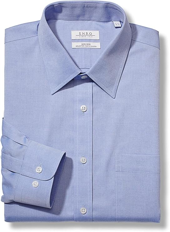 Enro Mens Classic Fit Solid Point Collar Dress Shirt Dress Shirt