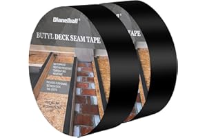 DIANELHALL Joist Tape for Decking 50 Feet Deck Flashing Tape Joist Protection Tape Butyl Joist Tape for Joists and Beams, Preservative Waterproof Deck Joist Tape, Black (2 Rolls, 1-5/8 Inch Width)