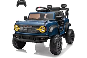 YOFE 12V Ride on Toy for Kids,Ford Bronco Raptor Kids Electric Vehicle Car with Remote Control,12Volt Ride on Truck Toy Car with 4-Wheel Suspension,LED Light,Bluetooth,3 Speeds (1 Seater, 12V, Blue)