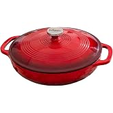 Lodge Essential Enamel Cast Iron Braiser, 3.6 Quart, Island Spice Red | Refrigerator- & Oven-Safe up to 500°F, Induction-Safe