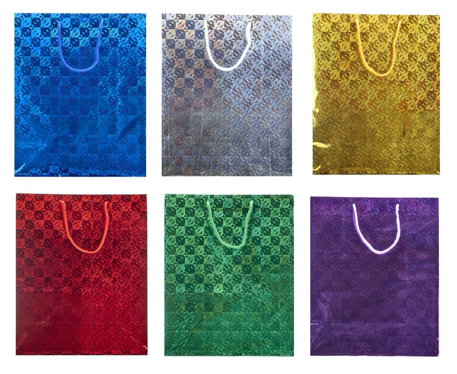 Whitehouse Leisure Assorted Colours Of Gift Bags Large A4 Size - Holographic - Pack of 24 - Assorted Colour Bags. Ideal For Giving Presents Gifts Etc.