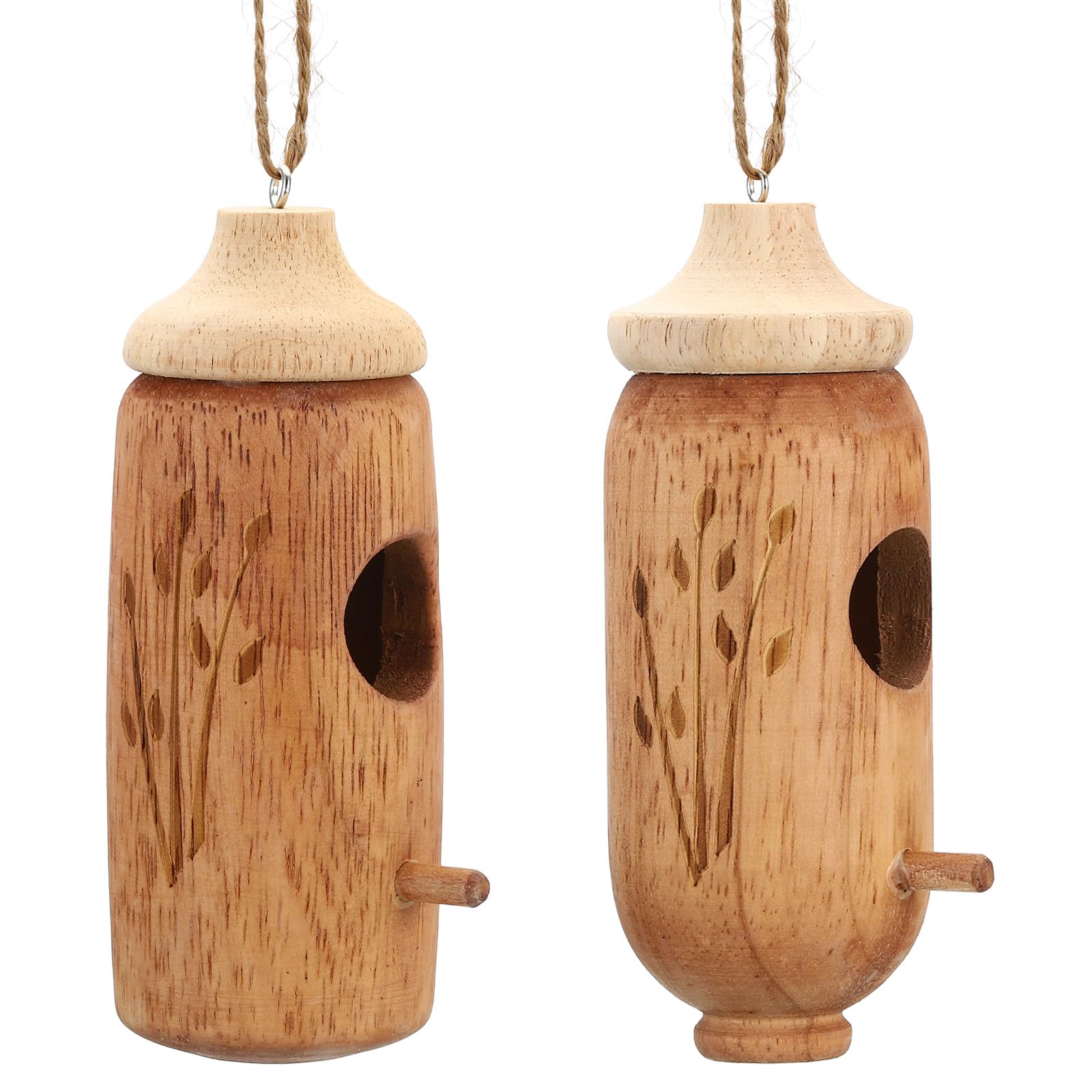 PATIKIL Hummingbird House, 2 Pack Humming Bird Houses Wooden Hummingbird Nest Swing Nest for Outside Hanging Nesting Garden