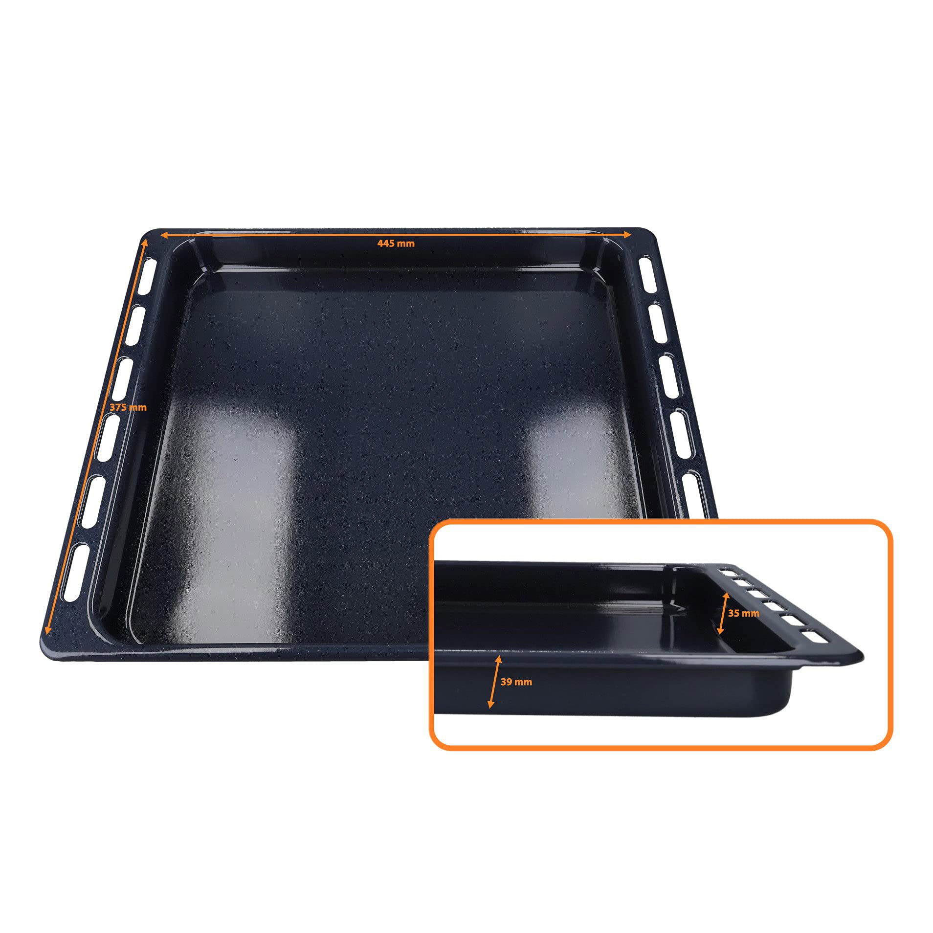 DL-pro Sheet Pan, 44.5 x 37.5 cm, Enamelled, High Black, Bauknecht Whirlpool Ikea Spare Part 481010764532