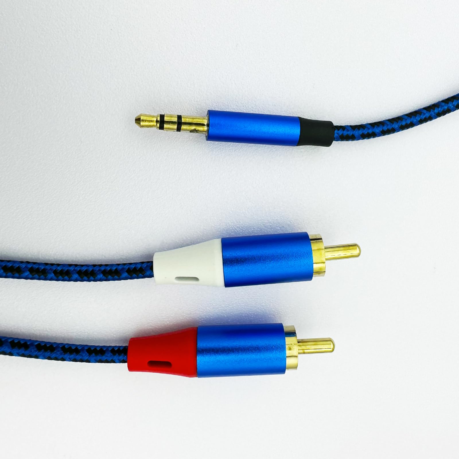 Froggen Blue RCA to 3.5mm Audio Cable, 3.5mm to 2 Male RCA Adapter Cable Stereo Y Splitter Audio Aux Cable Compatible with DJ Controller Speaker Turntable TV Car Stereo Hi-Fi Amplifier