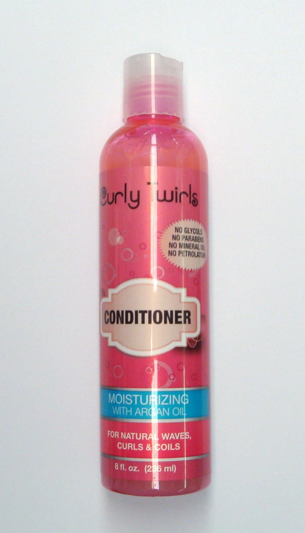 Curly Twirls Conditioner Moisturizing with Argan Oil for Curly Hair 8 Oz. Bottle
