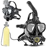 Adult Diving Mask Full Face Snorkelling Mask with Camera Mount Matching Oxygen Tank Connector Suitable for All Kinds of Diving Sports