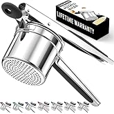 Minteem Large 15oz Potato Ricer for Mashed Potatoes, Heavy Duty 18/8 Stainless Steel Potato Masher for Baby Food &amp; Spaetzle Maker, Masher and Ricer Kitchen Tool, Press and Mash Kitchen Gadget, Black