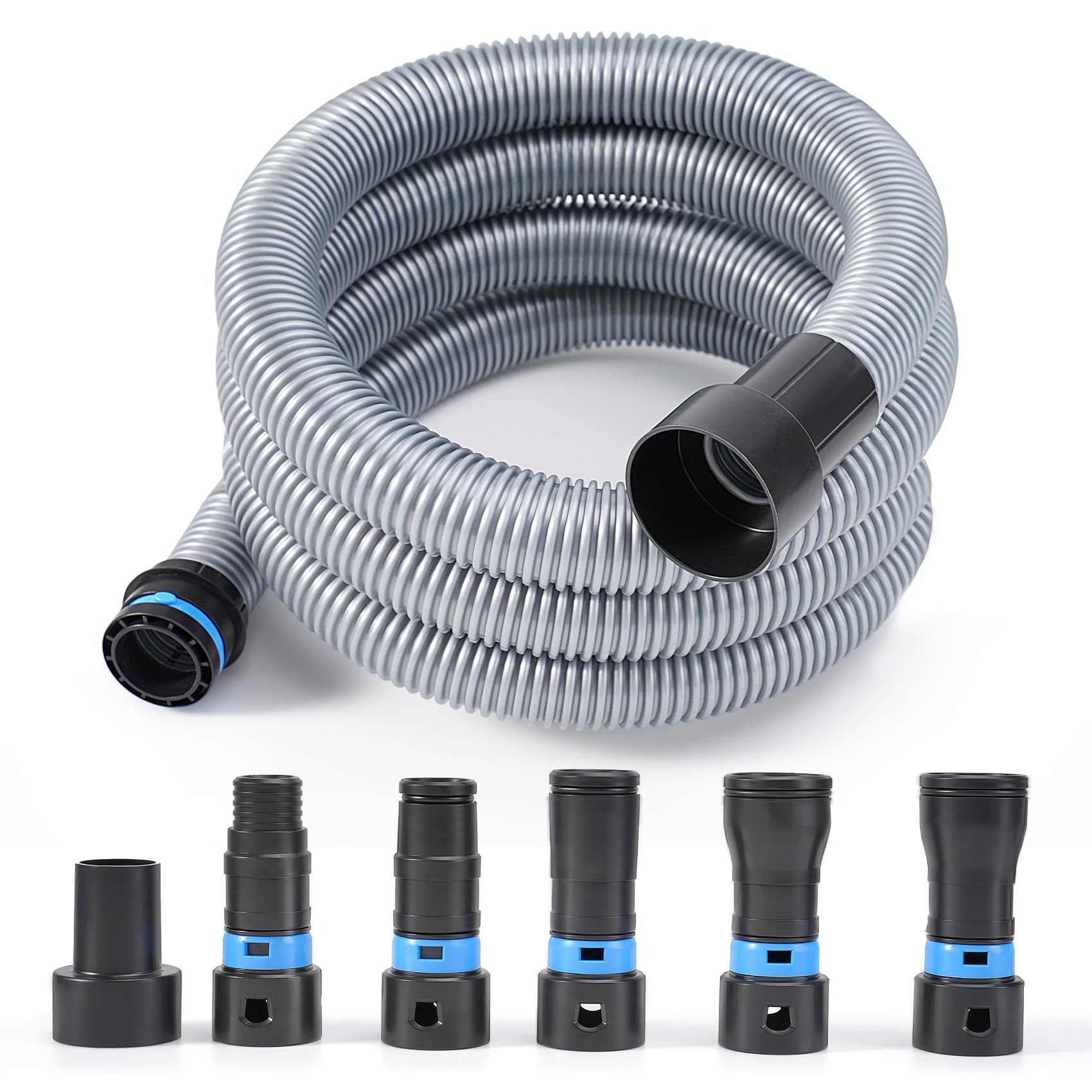 Photo 1 of 16FT Shop Vac Hose Dust Collection Hose Kit for Home & Shop Vacuum System with Expanded Multi-Brand Power Tool Adapter Set with 6 Sander Vacuum Adapters for 2-1/2" Dust Collector Vacuum Connection