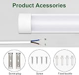 muzha 4 Pack LED Batten Lights 4FT 36W 4000K 3600lm PC Body Low Profile view 7