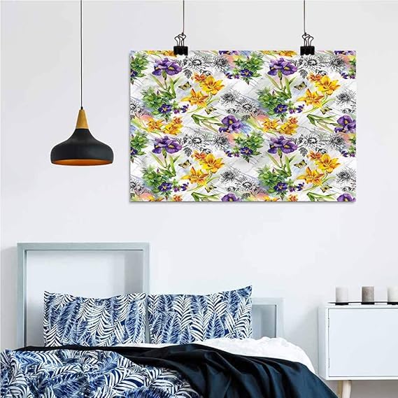Amazon.com: Floral Funny Bathroom Art Print Iris Flowers in Watercolors