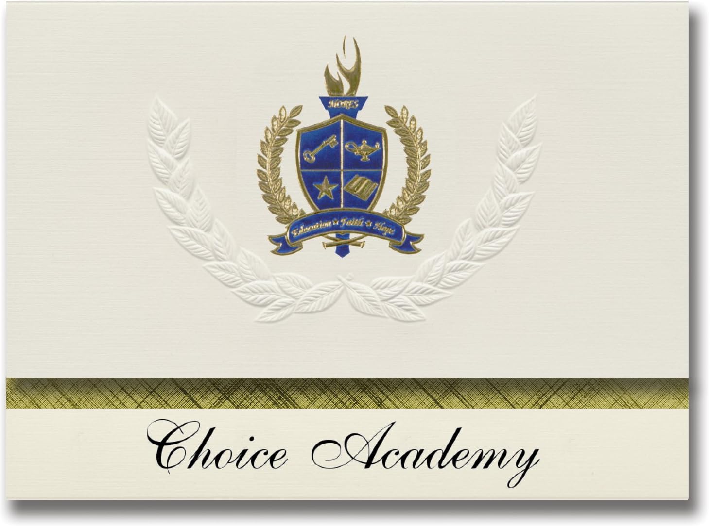 Signature Announcements Choice Academy (Seattle, WA) Graduation Announcements, Presidential Style, Basic Package of 25 with Gold & Blue Metallic Foil Seal